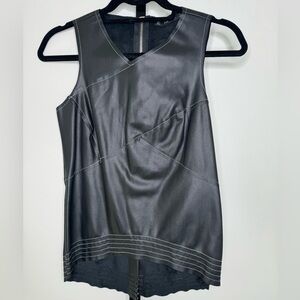 Zara Faux Leather Contrasting Stitch Top - Edgy Chic and Versatile Style
